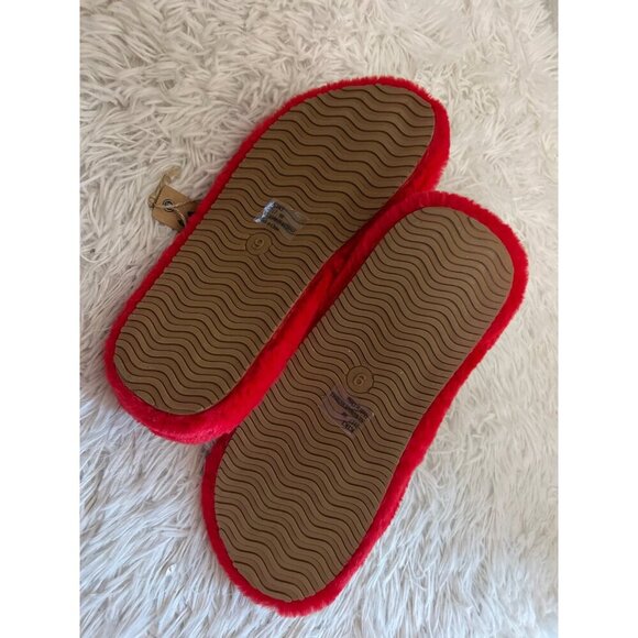 Seven For All Mankind~ KIKI Faux Fur Slipper Slides Red Size 9 - Picture 5 of 6